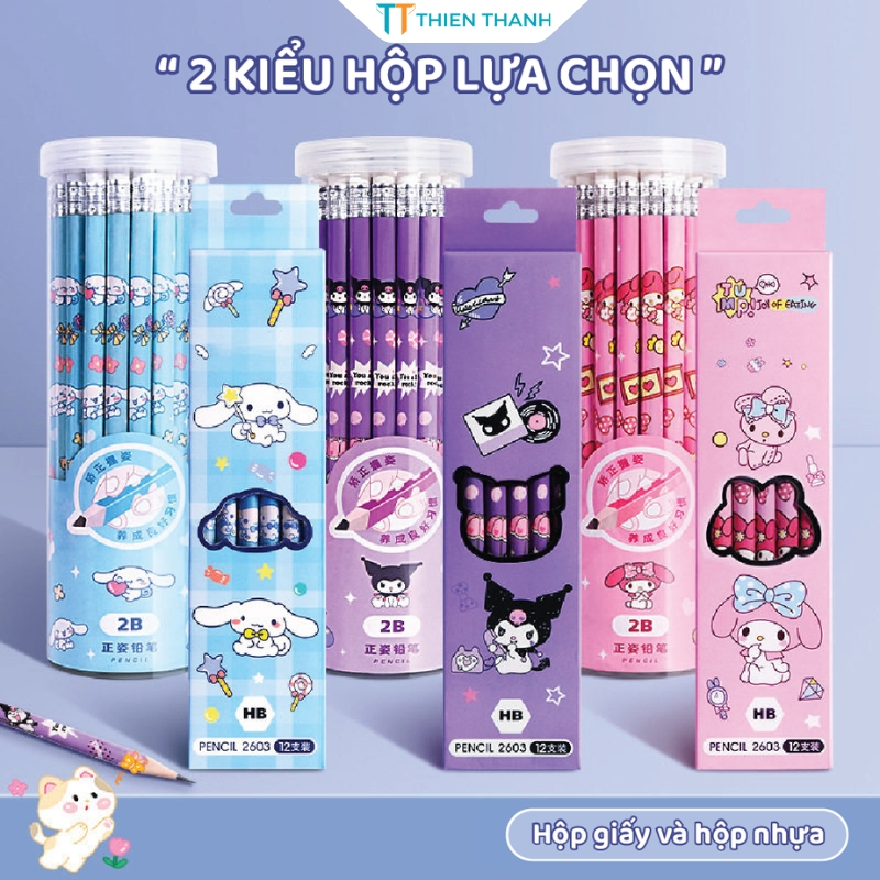 Hộp 30 Bút Chì 2B Hoạt Hình Cute – Bút Chì Gỗ Đậm Rõ Nét Cho Học Sinh, Luyện Viết & Vẽ