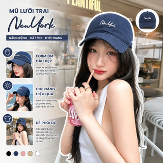 Mũ lưỡi trai thời trang HAZIN thêu chữ basic, form cứng, chất kaki mềm mịn cao cấp thoáng mát, phong cách Hàn Quốc