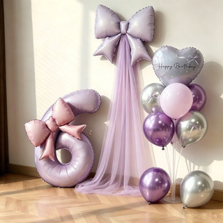 Set bóng nơ mẫu mới tone màu nhẹ nhàng vingage trang trí sinh nhật cho bé gái