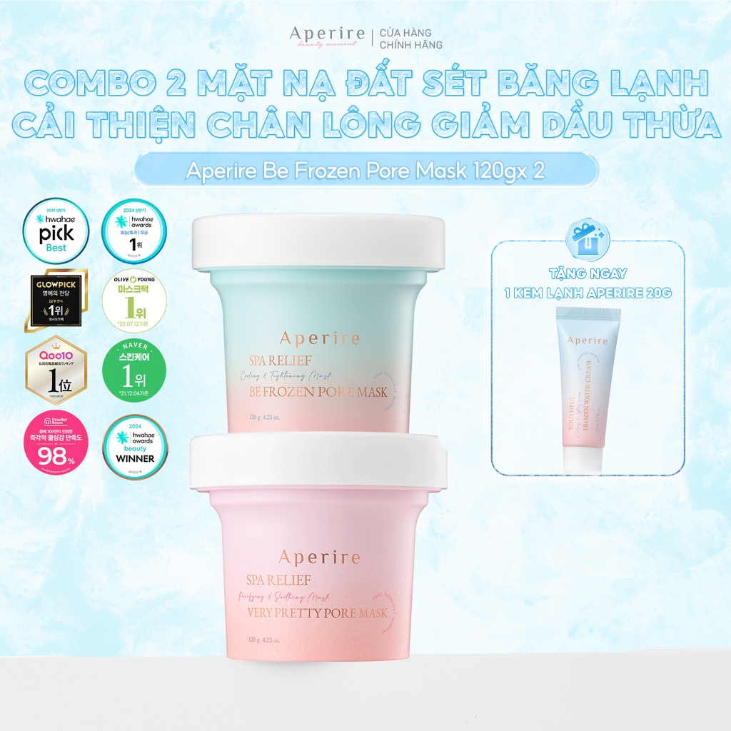 COMBO 2 Hộp Mặt Nạ Đất Sét Loại Bỏ Dầu Nhờn, Nhỏ Lỗ Chân Lông Aperire Spa Relief Pore Mask 120g x2