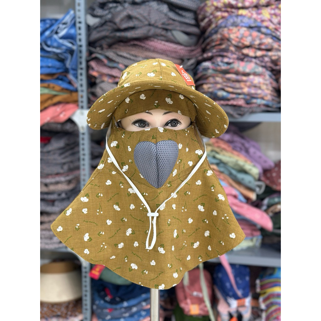 Nón Mũ Chống Nắng Vành To Dây Rút Thông Hơi Vải Mềm, Miếng Dán/Dây Kéo