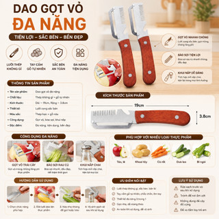 Dao Cắt Hành Tây 3IN1 Inox – Dụng Cụ Gọt Rau Củ Cán Gỗ Tiện Lợi