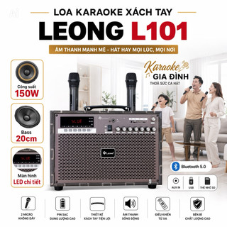 Loa Di Động Karaoke LEONG L101 Bass 20 Cm Công Suất Cao 150W, Bass Chắc, Âm Thanh Trung Thực, Kết Nối BT, AUX, USB..vvv