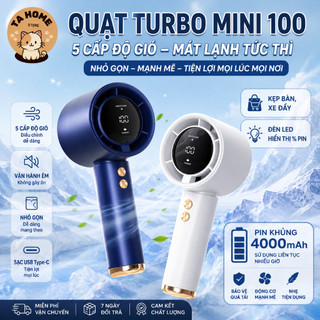 🔥 Quạt Cầm Tay Turbo Phản Lực 100 Cấp Độ Gió Màn Hình LED Hiển Thị Pin Sạc Dùng Nhiều Giờ Tặng Dây Đeo