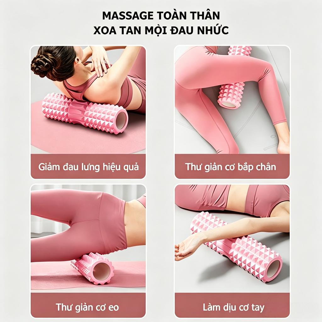 Con Lăn Yoga Foam Roller，Yoga Massage Con Lăn，Massage cơ thể，Giãn cơ，Massage Giãn Cơ Sau Tập Tại Nhà