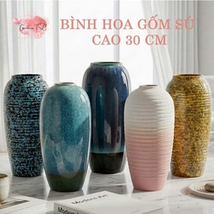 Bình Hoa Gốm Sứ Bát Tràng Dáng Bom Cao 28cm Đến 32cm Trang Trí Phòng Khách GomDecorTSC