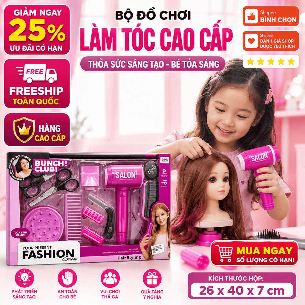 Bộ Đồ Chơi Làm Tóc Cho Bé Gái, An Toàn Cho Bé, Đồ Chơi Cho Bé, Quà Tặng Cho Bé