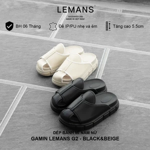 |Nam Nữ| Dép Sục Bánh Mì Tăng Chiều Cao GAMIN LEMANS G2.2 - Black & Beige - BH 06T