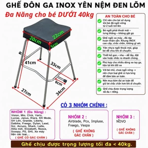 GHẾ ĐÔN GA INOX YÊN NỆM ĐEN LÕM AN TOÀN CHO BÉ