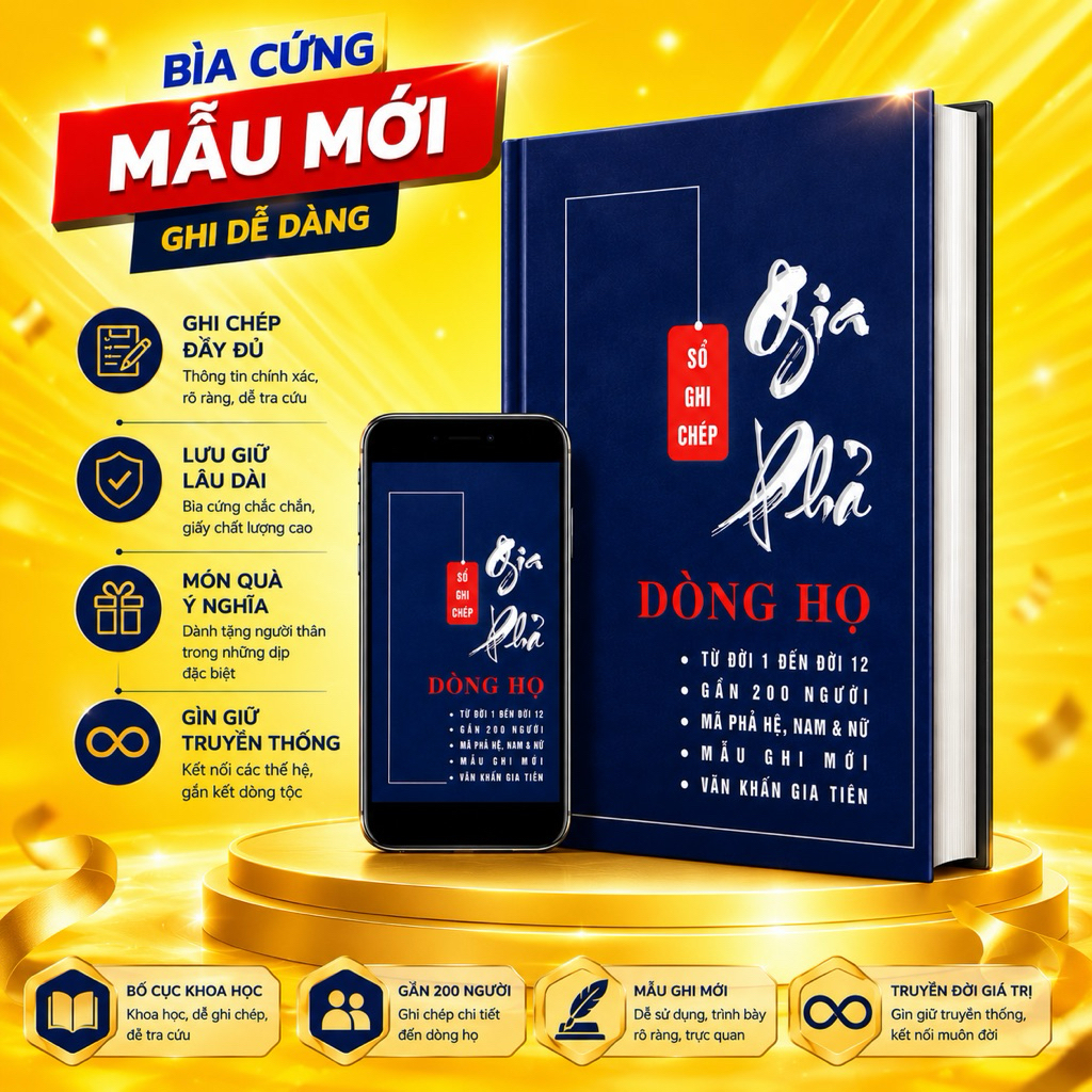 Gia phả dòng họ mẫu mới bìa cứng và sổ tay gia đình