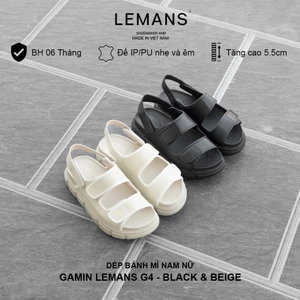 |Nam Nữ| Dép Bánh Mì Tăng Chiều Cao GAMIN LEMANS G4.2 - Black & Beige - BH 06T