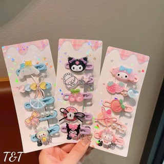 Set 5 Kẹp Tóc Hoạt Hình Cho Bé Gái Hello Kitty Kuromi My Melody Cinnamoroll Kẹp Mái Dễ Thương