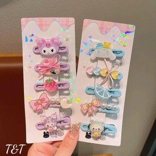 Set 5 Kẹp Tóc Hoạt Hình Cho Bé Gái Hello Kitty Kuromi My Melody Cinnamoroll Kẹp Mái Dễ Thương