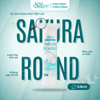 [COMBO 4] Bông tẩy trang Silkee Sakura Round 150 Miếng Tròn - Cotton Mềm Mịn, Không Xơ Bông