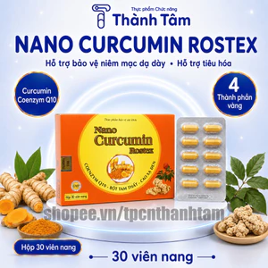 Viên uống NGHỆ NANO CURCUMIN ROSTEX 30V giảm viêm loét dạ dày, tá tràng, trào ngược thực quản