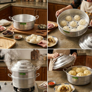 Chõ hấp 1 tầng, nồi hấp bánh bao, dimsum, há cáo... từ 1kg đến 12kg - chất liệu nhôm Trường Thành đủ size - HHome