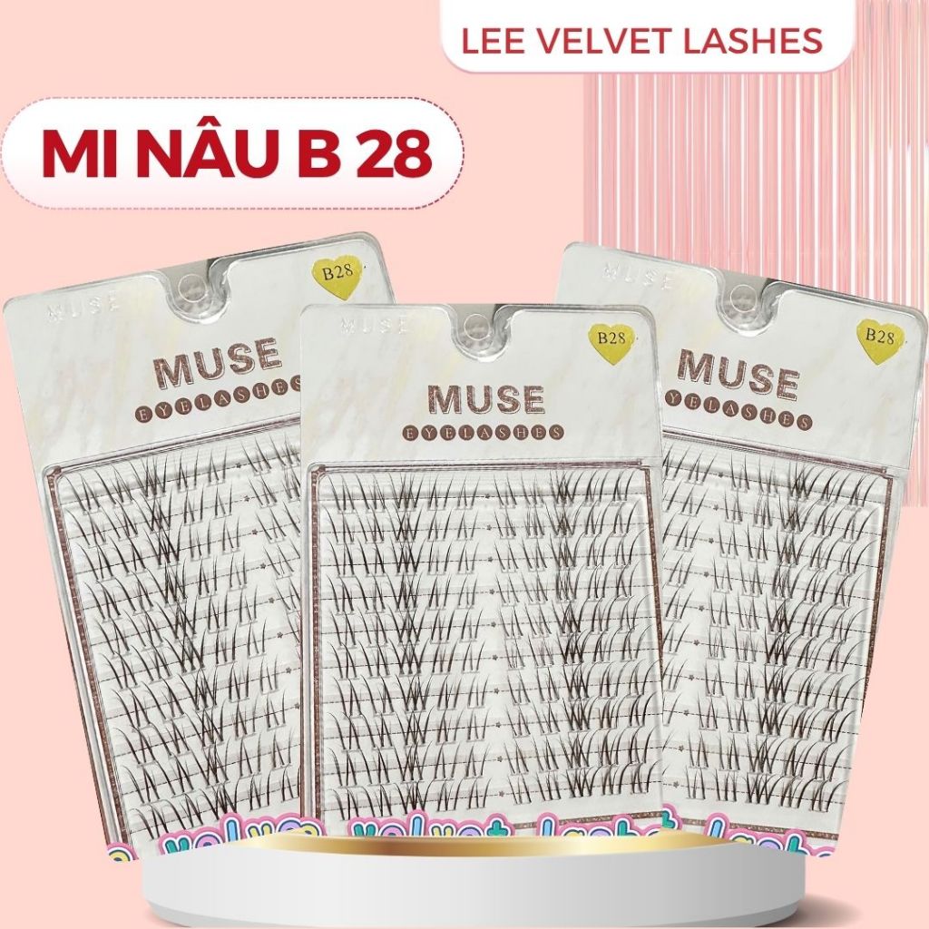 LeeVelvetLashes  mi giả muse B28 cụm mi đan chéo nhẹ, tạo độ dày và độ xòe đẹp mắt
