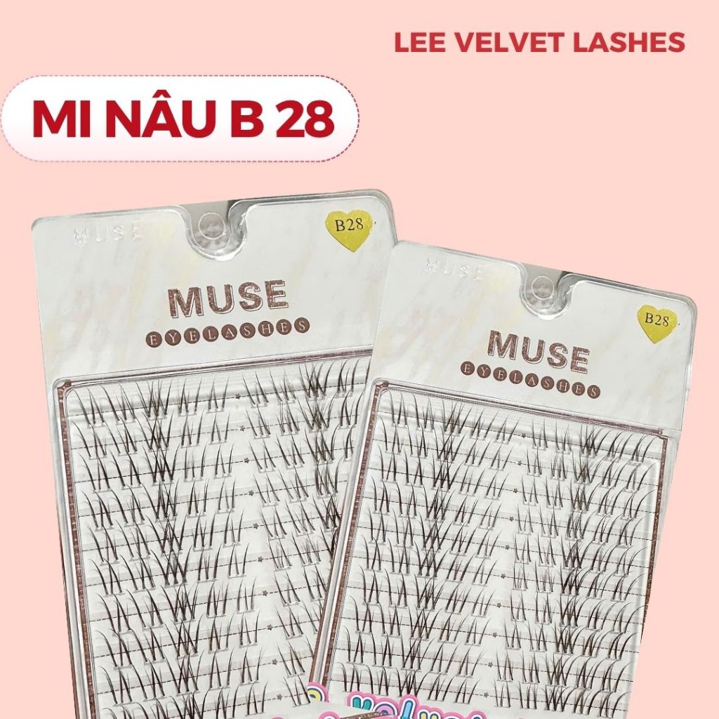 LeeVelvetLashes  mi giả muse B28 cụm mi đan chéo nhẹ, tạo độ dày và độ xòe đẹp mắt