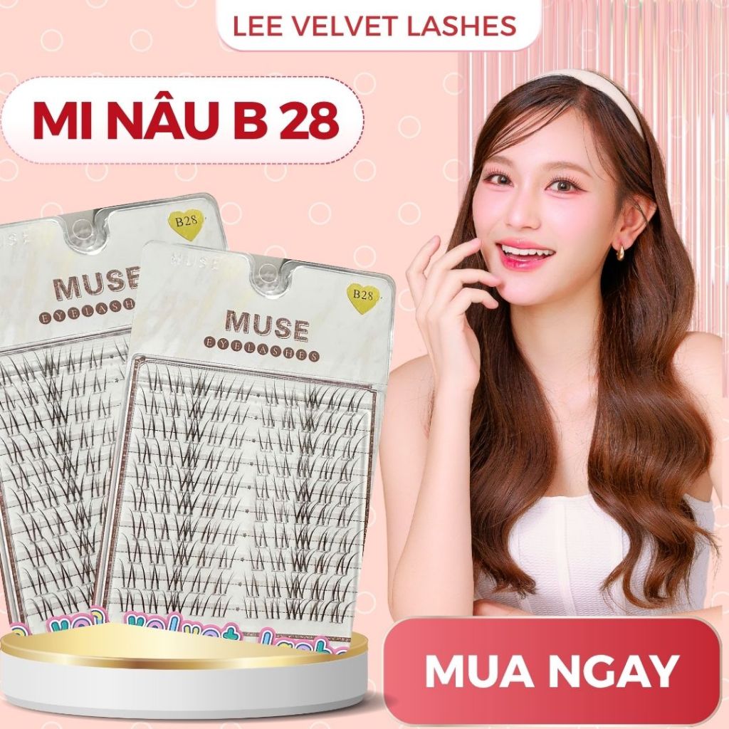 LeeVelvetLashes  mi giả muse B28 cụm mi đan chéo nhẹ, tạo độ dày và độ xòe đẹp mắt