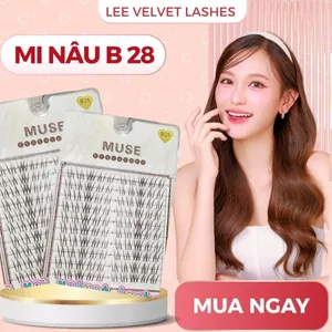 LeeVelvetLashes mi giả muse B28 cụm mi đan chéo nhẹ, tạo độ dày và độ xòe đẹp mắt