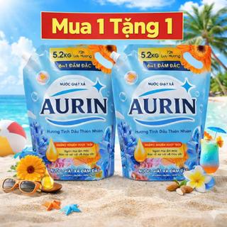 [10.4KG 2 TÚI] Nước Giặt Xả Cao Cấp AURIN Mẫu Mới Siêu Tiết Kiệm Túi 5.2kg - Hương Tinh Dầu Thiên Nhiên Dịu Nhẹ Làm Sạch