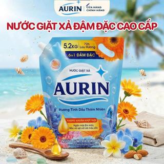 [Túi 5.2kg] Nước Giặt Xả Cao Cấp AURIN Siêu Tiết Kiệm - Hương Tinh Dầu Thiên Nhiên Dịu Nhẹ Làm Sạch Tốt Bền Màu Lưu Hươn