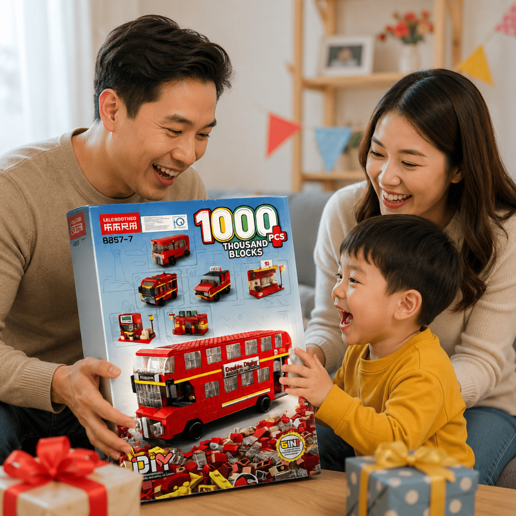 Bộ Đồ Chơi Lắp Ráp Xe Buýt 2 Tầng London 1000 Chi Tiết 6in1 - Mô Hình Xe Bus Xây Dựng Sáng Tạo