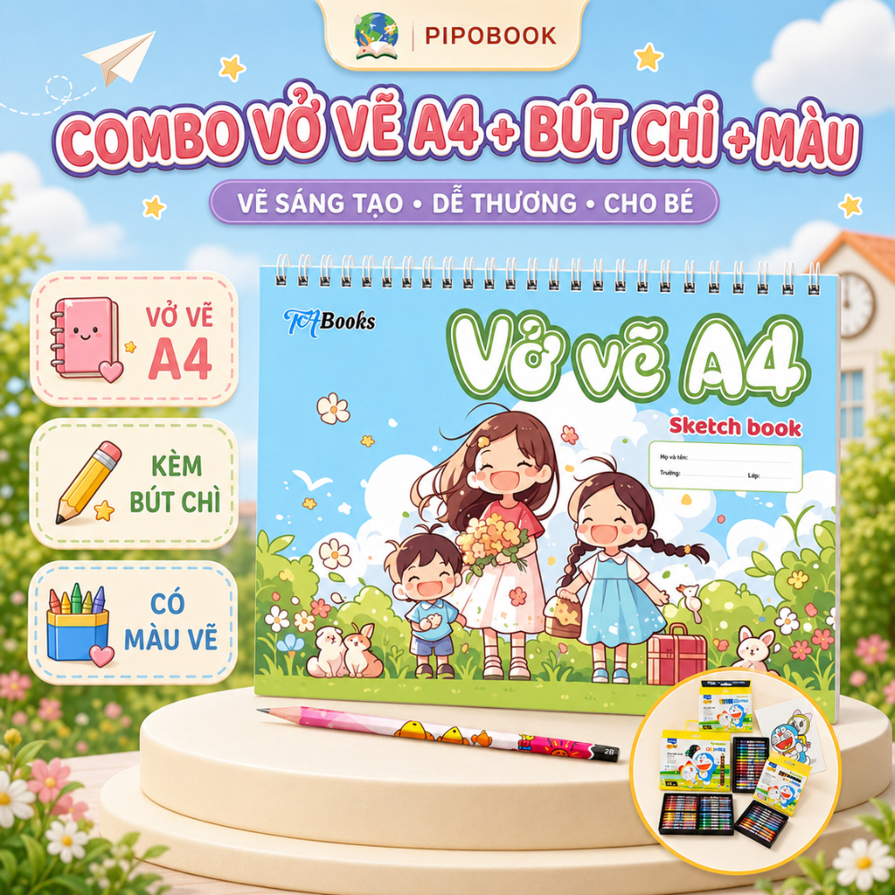 Và Vẽ Lò Xo A4 40 trang - Vỡ Vẽ A4 giấy dày không lem 100gsm
