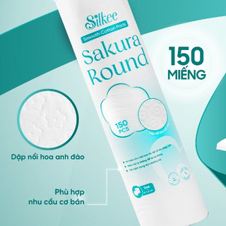 [COMBO 4] Bông tẩy trang Silkee Sakura Round 150 Miếng Tròn - Cotton Mềm Mịn, Không Xơ Bông