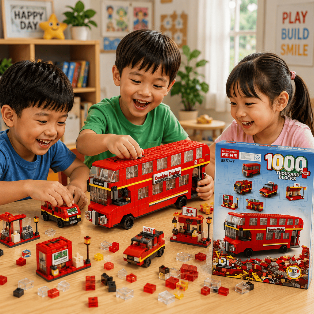 Bộ Đồ Chơi Lắp Ráp Xe Buýt 2 Tầng London 1000 Chi Tiết 6in1 - Mô Hình Xe Bus Xây Dựng Sáng Tạo