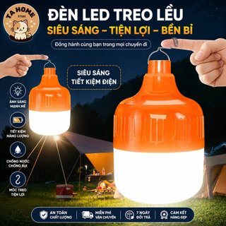 Đèn LED Tích Điện 200W Siêu Sáng Có Móc Treo | Pin Sạc Dùng 4–6 Giờ | Chống Nước | Đèn Cắm Trại, Mất Điện, Dã Ngoại