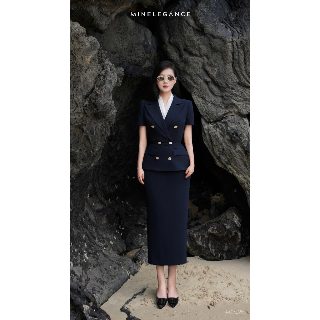 MINELEGÁNCE | SET ÁO VEST & CHÂN VÁY BÚT CHÌ THANH LỊCH, SANG TRỌNG - MIN07