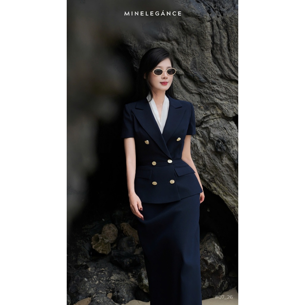 MINELEGÁNCE | SET ÁO VEST & CHÂN VÁY BÚT CHÌ THANH LỊCH, SANG TRỌNG - MIN07