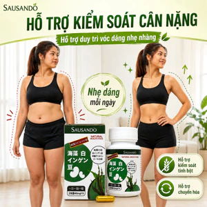 SAUSANDO Viên chặn tinh bột đậu trắng tảo biển, ăn uống không sợ béo, hỗ trợ quản lý cân nặng 10 viên