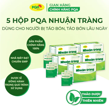 Combo 5 Hộp Nhuận Tràng PQA dùng người bị táo bón, táo bón lâu ngày, đại tiện khó khắn, hộp 25 gói