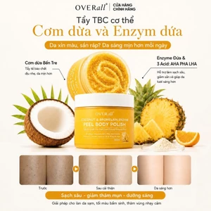 Tẩy Tế Bào Chết Body Cơm Dừa & Enzyme Dứa OVERall 300G Giảm Mụn,Viêm Lỗ Chân Lông, Sáng Da