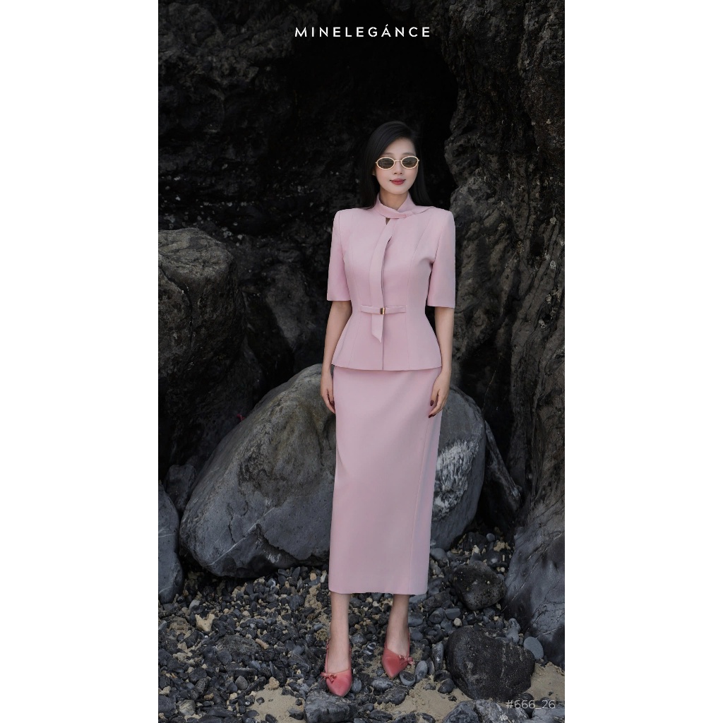 MINELEGÁNCE | SET VEST & CHÂN VÁY BÚT CHÌ THANH LỊCH, SANG TRỌNG - MIN666