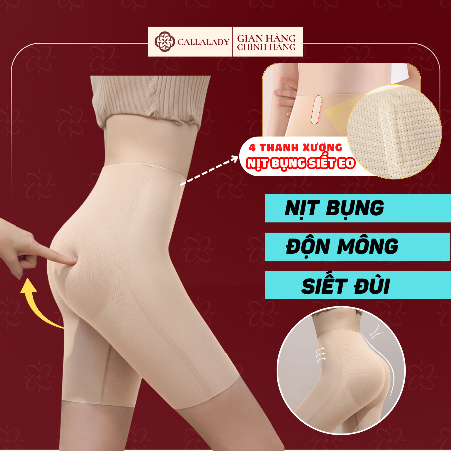 Quần đùi độn mông Callalady nịt bụng dưới nâng mông nịt đùi 3 trong 1 không lộ mỏng tự nhiên có 4 thanh chống cuộn 19