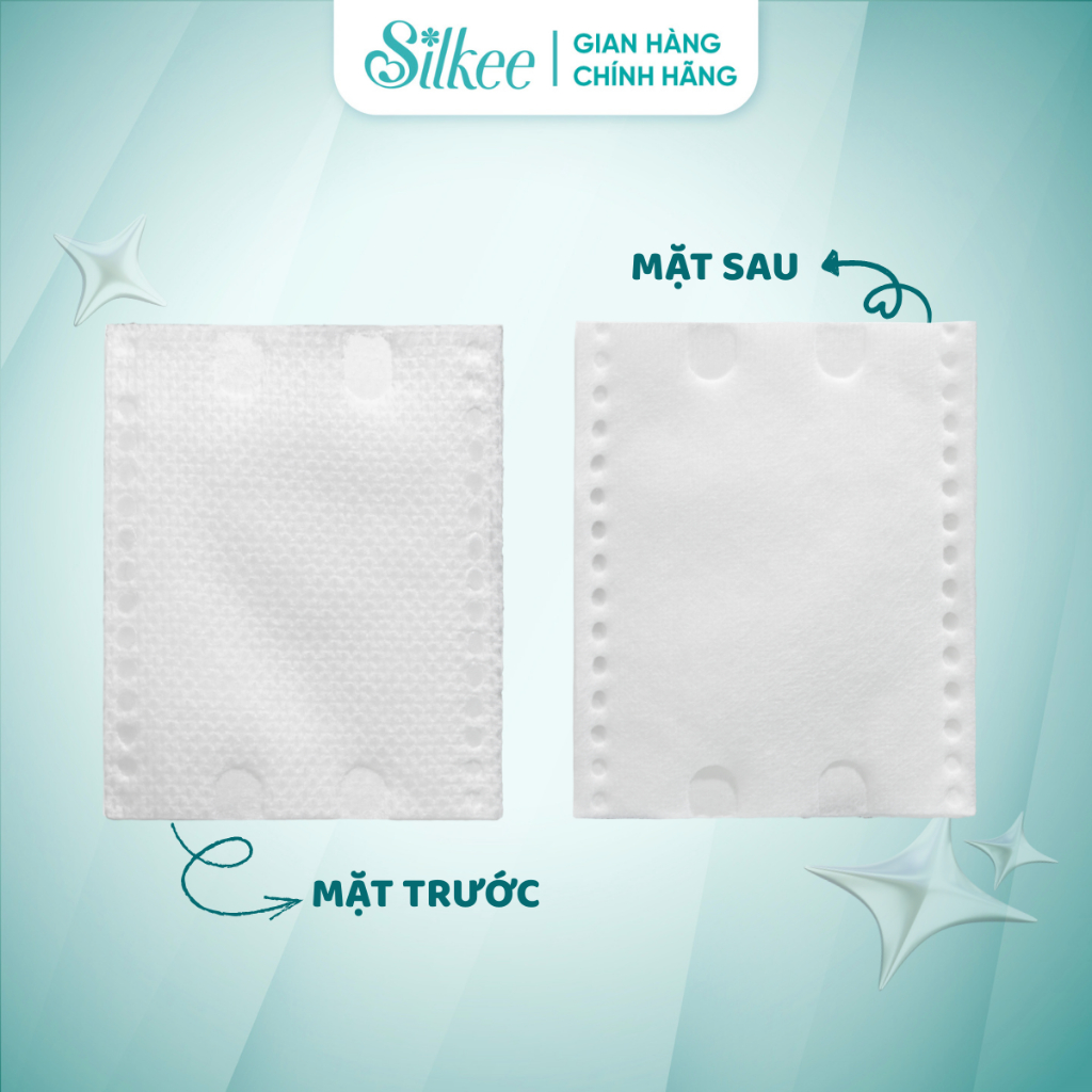 Bông tẩy trang Silkee Supreme Square 225 Miếng Vuông - Cotton Mềm Mịn, Không Xơ Bông
