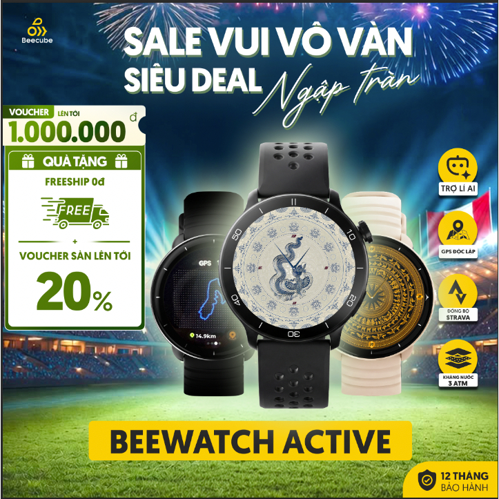 Đồng Hồ Thông Minh BeeWatch Active 1S 40MM - Phù hợp cổ tay nhỏ - GPS độc lập - Đồng Bộ Strava - Bảo Hành 12 tháng