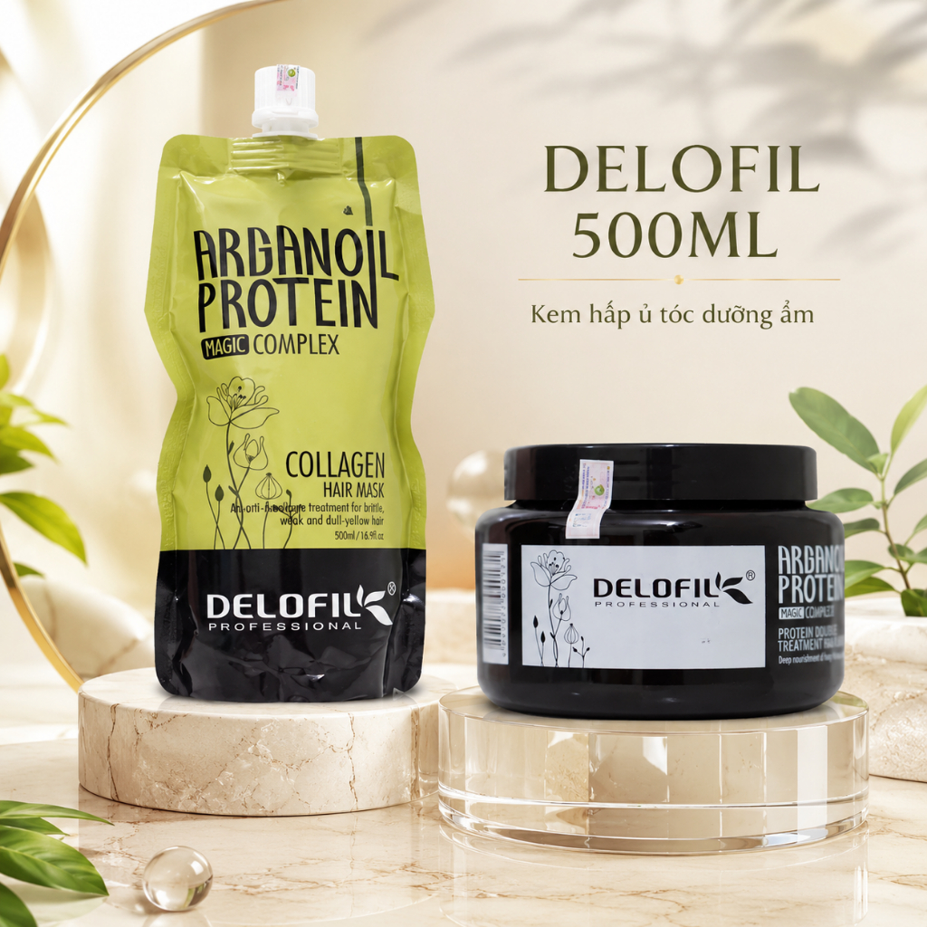 Kem Hấp Ủ Tóc DELOFIL 500ml | Dưỡng Ẩm Chuyên Sâu, Tóc Mềm Mượt Bóng Khỏe Chuẩn Salon