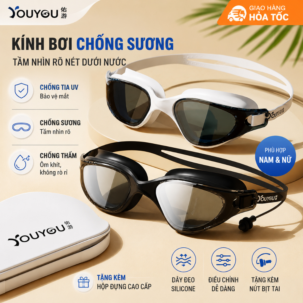 Kính Bơi Thiết Kế Giảm Đối Lực, Chống Sương Mù, Phù Hợp Cho Tập Luyện & Thi Đấu
