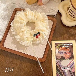 Scrunchies Ren Cherry Hàn Quốc Dây Buộc Tóc Nữ Bản To Cột Tóc Vintage Dễ Thương Cao Cấp