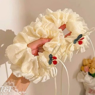 Scrunchies Ren Cherry Hàn Quốc Dây Buộc Tóc Nữ Bản To Cột Tóc Vintage Dễ Thương Cao Cấp