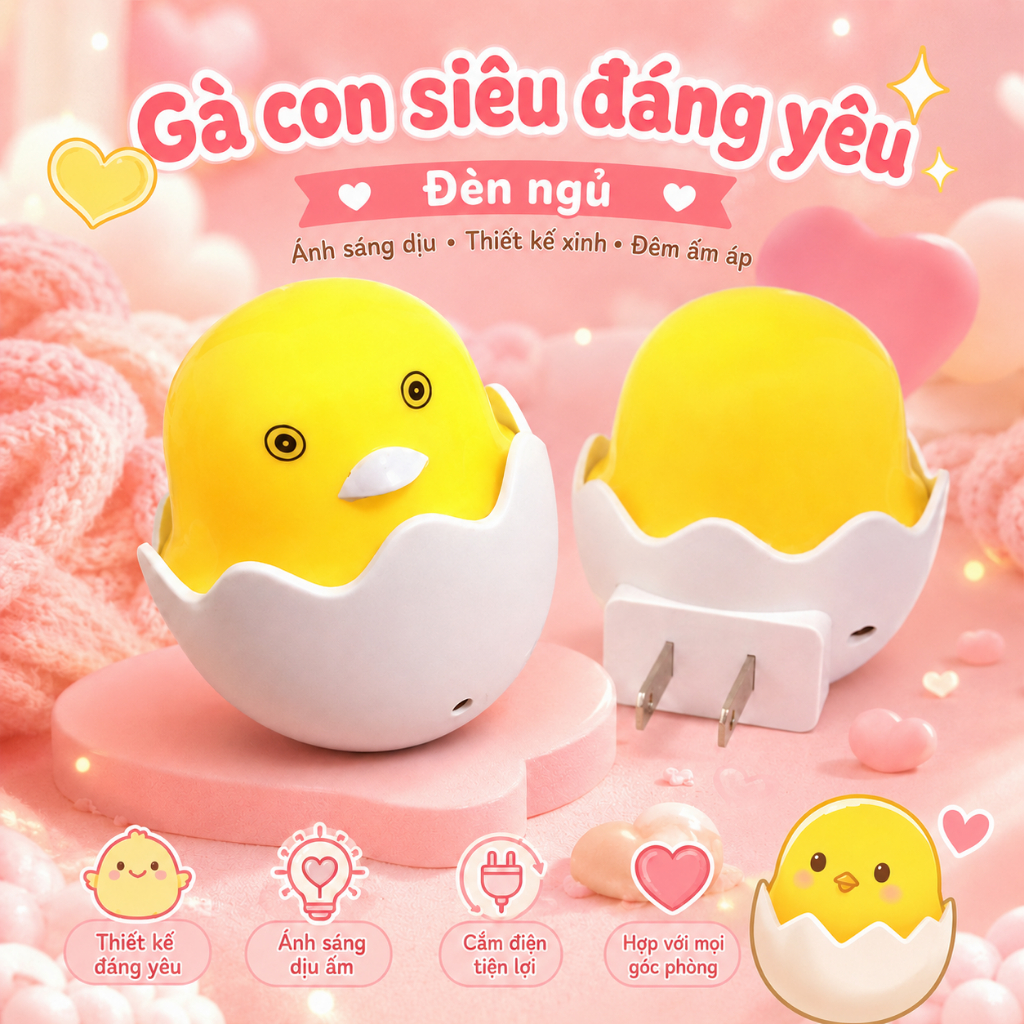 HABOSHOP Đèn Ngủ Quả Trứng Cảm Ứng Ánh Sáng Tự Động LED 0.2W
