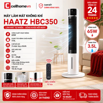 [Xuất VAT] Máy Làm Mát Không Khí Bằng Hơi Nước Haatz HBC350 | Tiết Kiệm Điện | 65W | 3 Mức Gió | Làm Mát & Lọc Không Khí