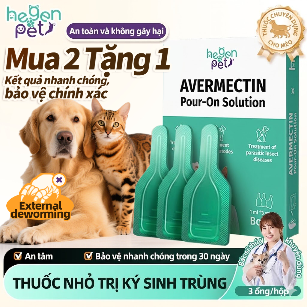Hegen Pet Dung Dịch Chấm Gáy Ngăn Ngừa Ve Bọ Chét Cho Chó Mèo – Hỗ Trợ Xua Đuổi Côn Trùng Giảm Ngứa An Toàn