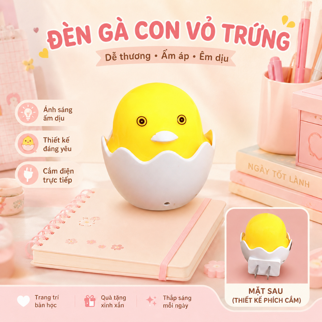 HABOSHOP Đèn Ngủ Quả Trứng Cảm Ứng Ánh Sáng Tự Động LED 0.2W