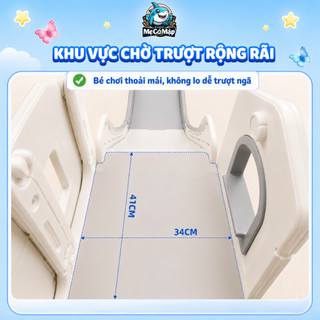 Bộ Cầu Trượt Xích Đu Liên Hoàn PAKEY Lovely Bear Nhiều Trò Chơi Thú Vị, Cầu Trượt Cho Bé KÈM BÓNG RỔ, Nhựa HDPE An Toàn