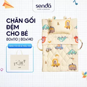 Bộ chăn gối nệm cho bé gấp gọn 5 trong 1 Tencel Sen Đá Home Bedding cao cấp, set mền mầm non, mẫu giáo, tiểu học
